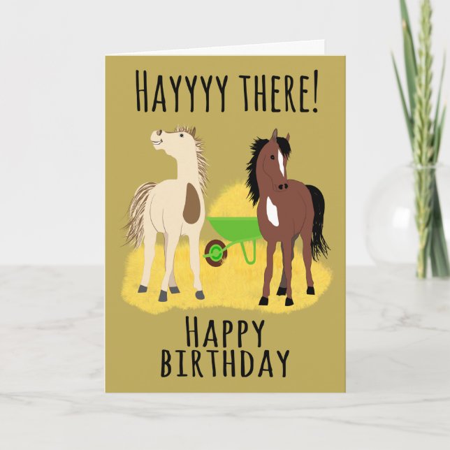 Birthday Hayyy There Horses Kort (Framsida)