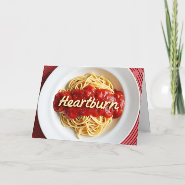 Birthday Heartburn Spaghetti Dinner Kort (Framsida)