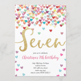 Birthday Hearts Confetti Rainbow Glitter Inbjudningar