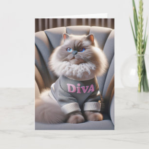 Birthday Himalayan Diva Cat Kort