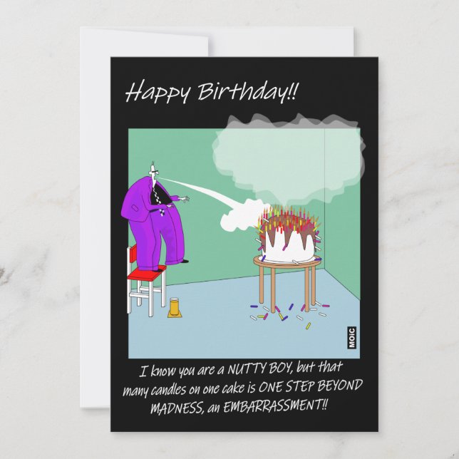 Birthday humour card for a Madness, Two tone fan (Framsida)