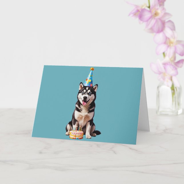 Birthday Husky Hund Kort (Orkide)