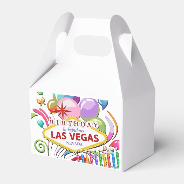 BIRTHDAY I Las Vegas GABLE Favor Box Presentaskar (Framsidan Sidan)