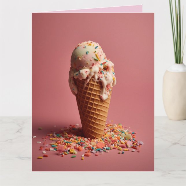 BIRTHDAY ICE CREAM CONE STOR GREETARD KORT (Framsida)