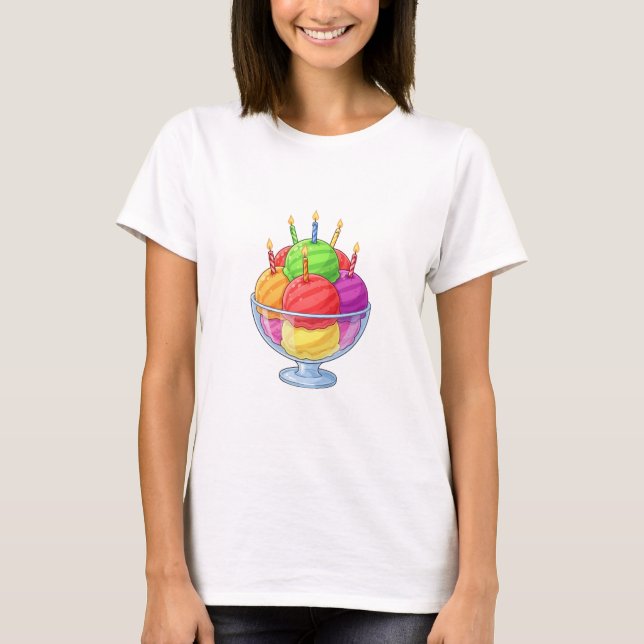 Birthday Ice Cream Sundae T Shirt (Framsida)
