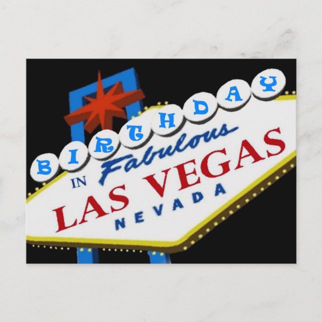 BIRTHDAY IN Fabulous Las Vegas Postcard BLUE Vykort (Framsida)