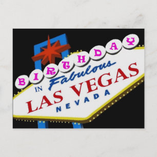 BIRTHDAY IN Fabulous Las Vegas Postcard ROSA Vykort
