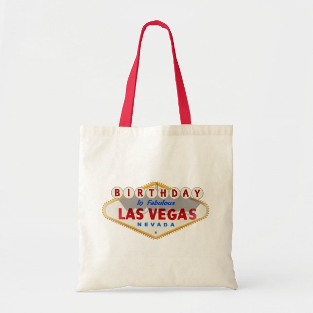 BIRTHDAY in Fabulous Las Vegas Tote Bag Tygkasse (Framsidan)