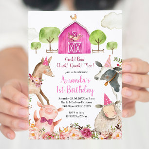 Birthday-inbjudan för flicka Farm Inbjudningar