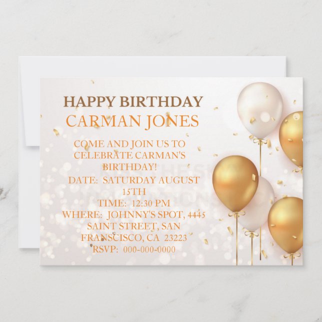 BIRTHDAY-INBJUDAN INBJUDNINGAR (Framsida)