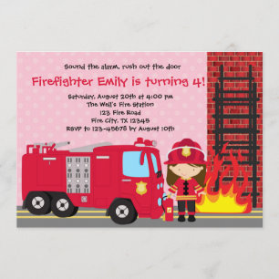 Birthday-inbjudan till Fireman Lastbil Inbjudningar