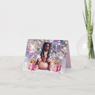 Birthday-inbjudan till Little Girl Brown Skin Brai Inbjudan