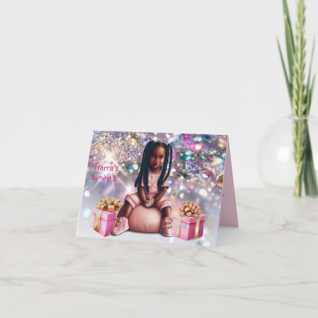 Birthday-inbjudan till Little Girl Brown Skin Brai Inbjudan (Framsida)
