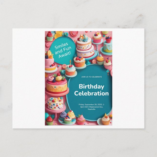 BIRTHDAY-INBJUDKORT INBJUDAN VYKORT (Framsida)