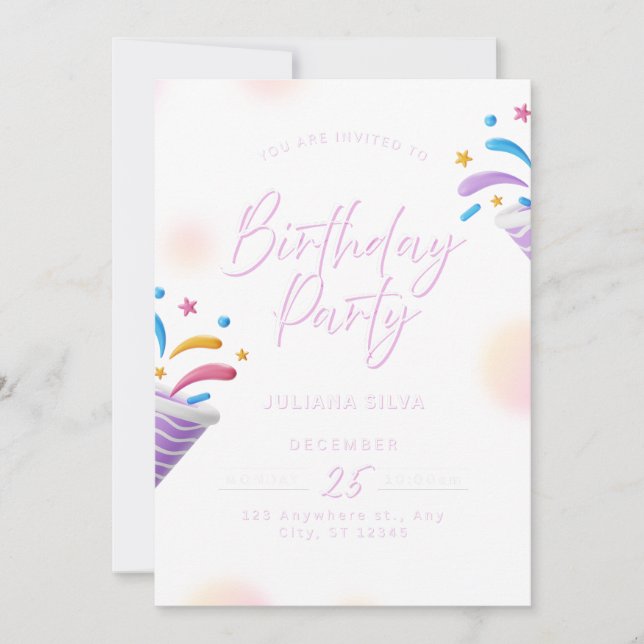 Birthday Invitation Blue Modern Party Design Inbjudningar (Framsida)