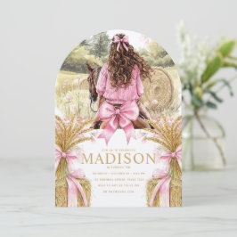 Birthday Invitation Brunette Girl Riding Horse Inbjudningar