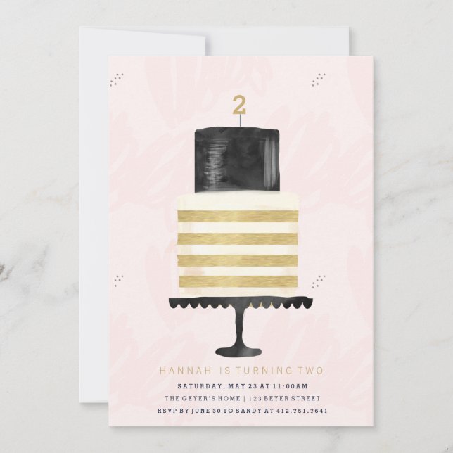 BIRTHDAY INVITATION - CAKE OCH CANDLE INBJUDNINGAR (Framsida)