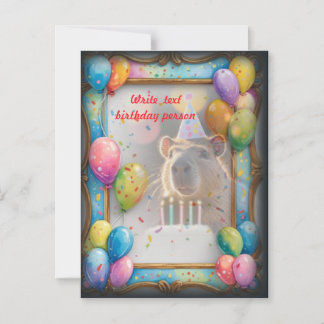 Birthday invitation card Capybara  Magnetisk Inbjudningskort