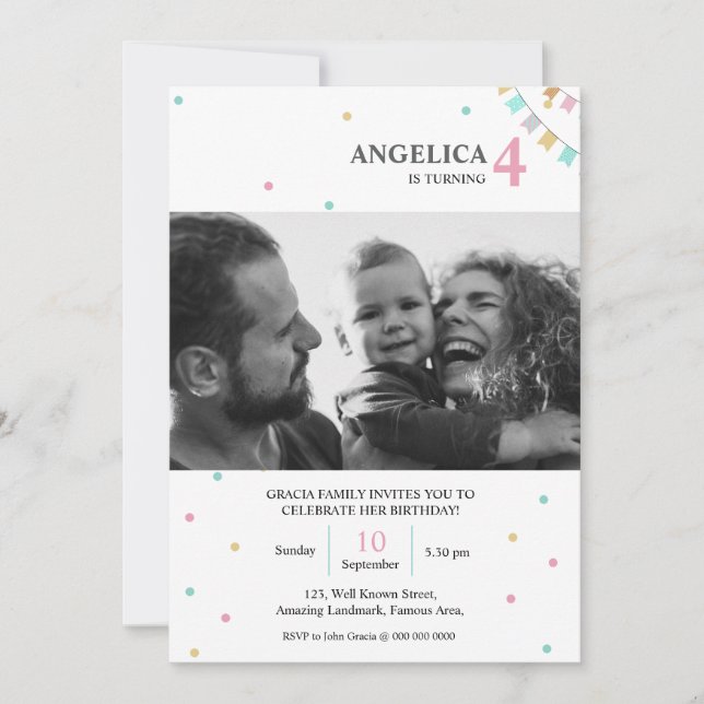 Birthday Invitation | Custom Year Number Inbjudningar (Framsida)