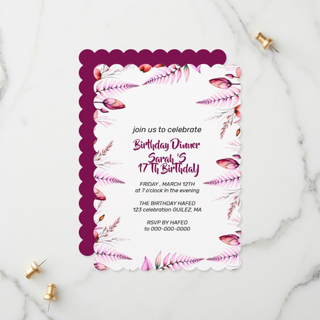 Birthday Invitation Digital Product Template for  Spara Datumet (Fram/Back In Situ)