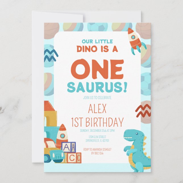 Birthday Invitation – Dino Roar Theme Inbjudningar (Framsida)