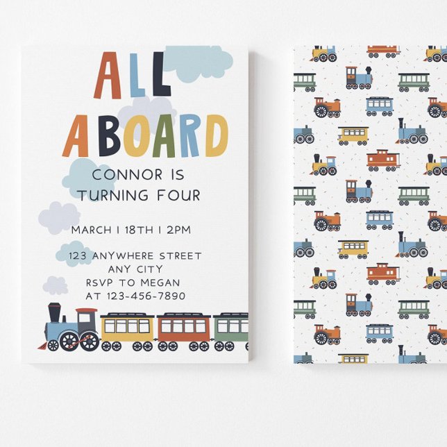 Birthday Invitation Editable Template Modern Train Inbjudningar (Skapare uppladdad)