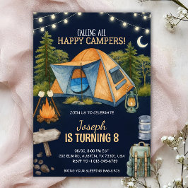 Birthday invitation featuring a camping theme inbjudningar