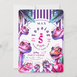Birthday Invitation Kids Watercolour Dinosaur Inbjudningar