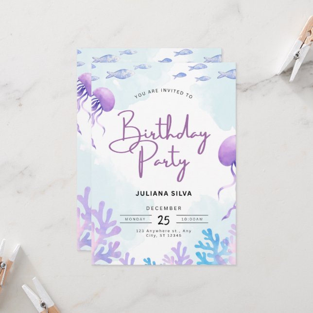 Birthday Invitation Neutral Beige Elegant Style Inbjudningar (Fram/Back In Situ)