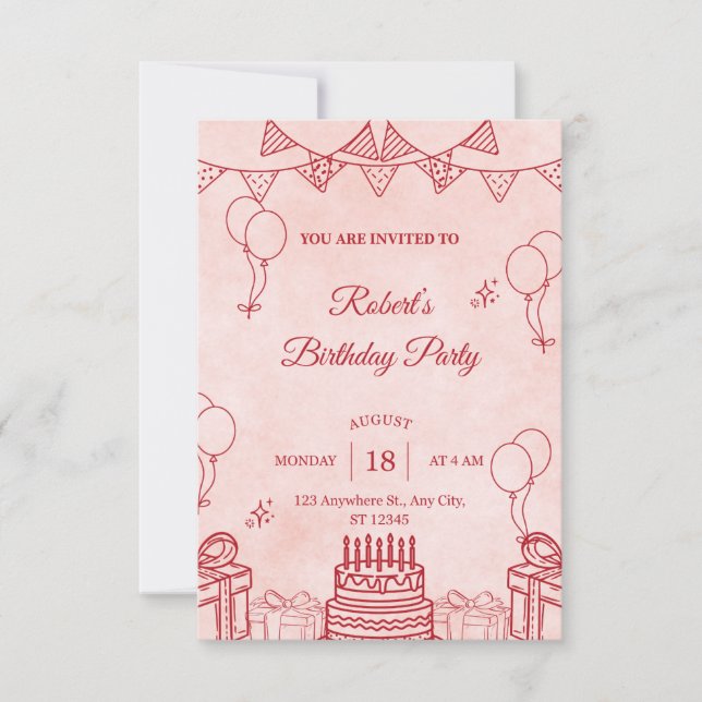 Birthday invitation OSA kort (Framsida)