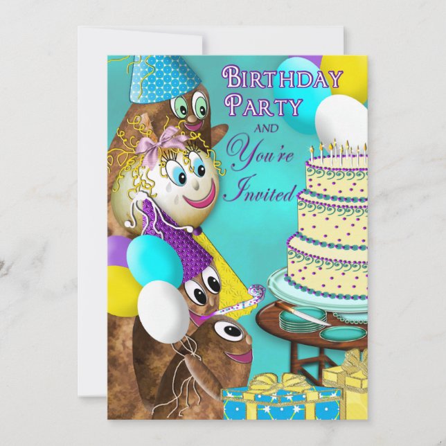 BIRTHDAY INVITATION - POTATO FAMILY SAMLING INBJUDNINGAR (Framsida)