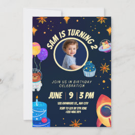 Birthday Invitation Space Rocket for kids Inbjudningar