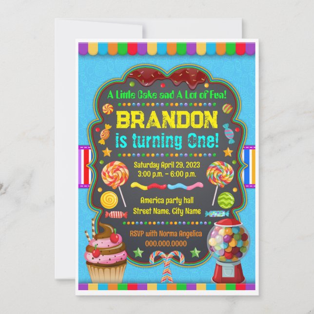 Birthday invitation Sweet candy Inbjudningar (Framsida)