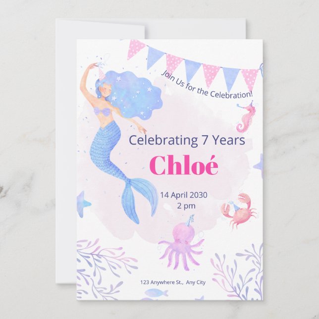 Birthday Invitation Under the Sea Birthday Inbjudningar (Framsida)