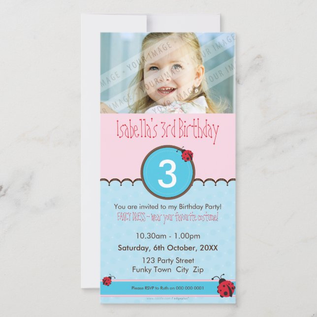 BIRTHDAY INVITATIONS: ladybird 3P (Framsida)