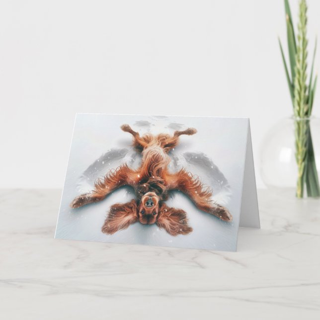 Birthday Irish Setter Snö Angel Kort (Framsida)