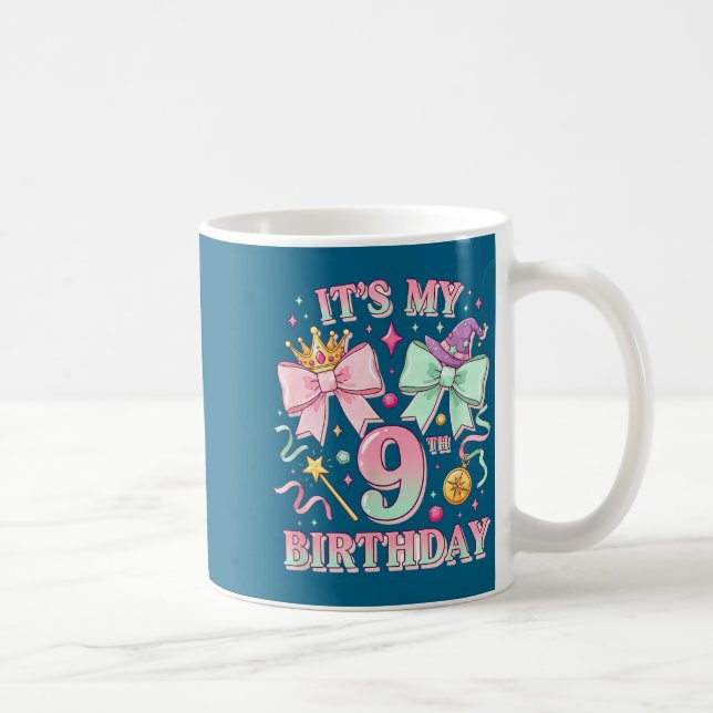 Birthday It's My 9th Birthday Cute Magical Princes Kaffemugg (Höger)