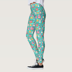 Birthday Kawaii Mönster Leggings