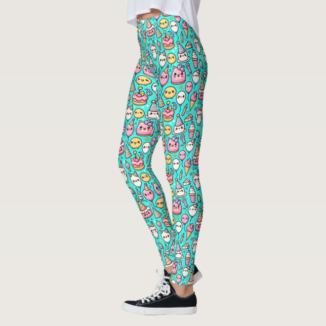 Birthday Kawaii Mönster Leggings (Vänster)