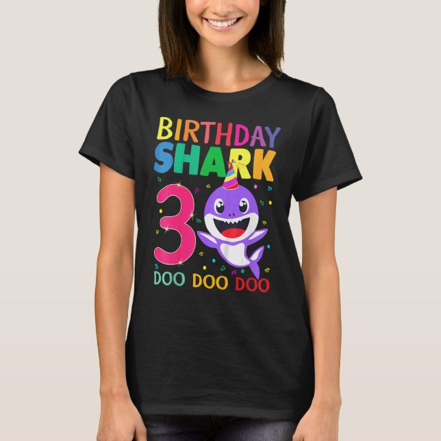 Birthday Kids Shark 3 Year Old 3rd Birthday Matchi T Shirt (Framsida)