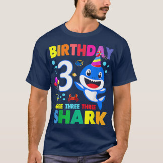 Birthday Kids Shark 3 Year Old 3rd Birthday Matchi T Shirt