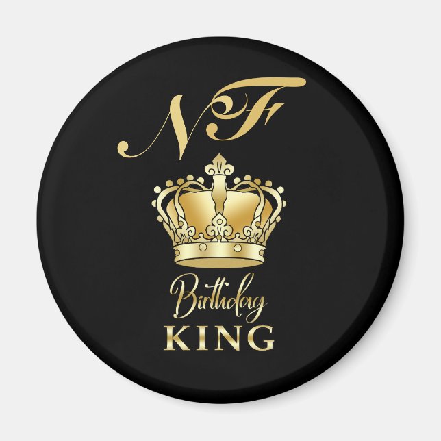 Birthday King Gold Crown Royal Monogram Luxury Magnet (Framsidan)
