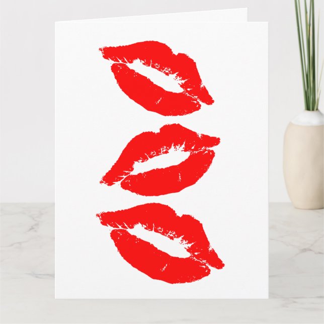 BIRTHDAY KISSES RED LÄPPAR GREETING CARD KORT (Framsida)
