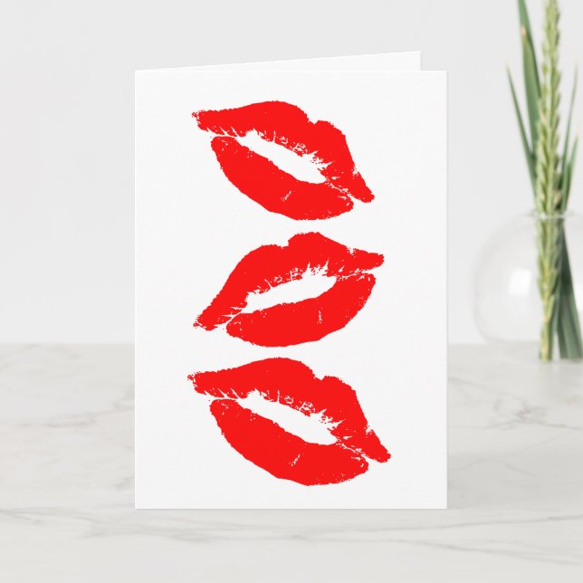 BIRTHDAY KISSES RED LÄPPAR GREETING CARD KORT (Framsida)