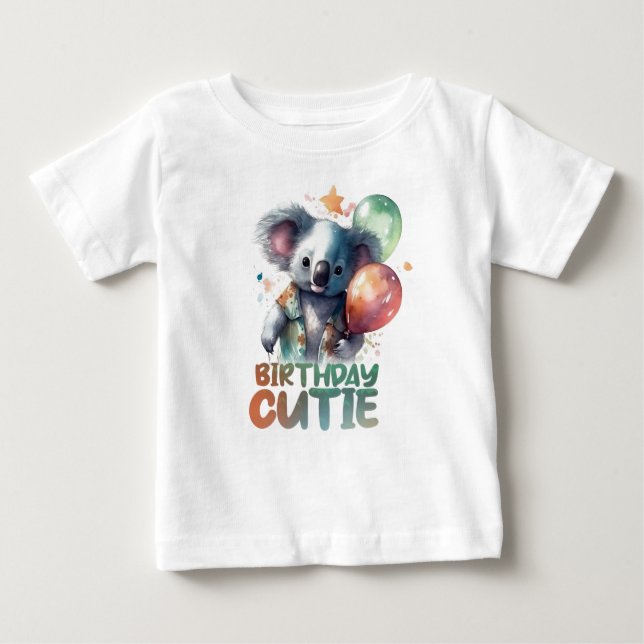 Birthday Koala Design T Shirt (Framsida)