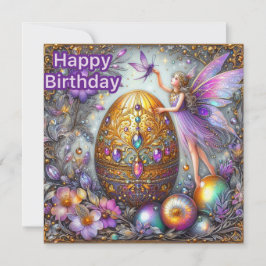 BIRTHDAY-KORT ~ Fairy and Decorated Egg ~