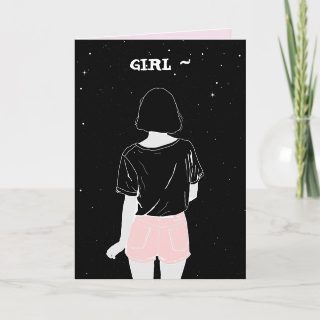 BIRTHDAY-KORT FÖR ANPASSADET GIRL TACK KORT (Framsida)