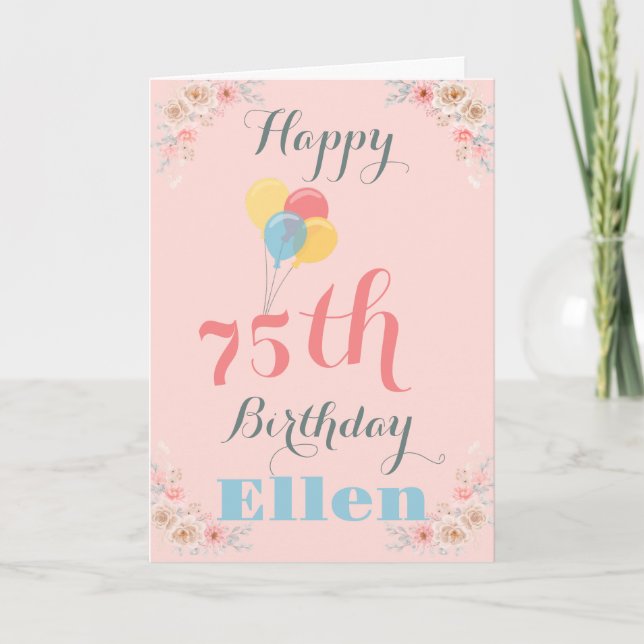 BIRTHDAY-KORT FÖR BLOMMIGTEN lycklig 75:E Kort (Framsida)