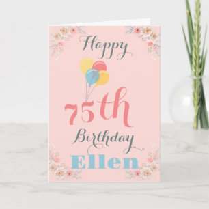 BIRTHDAY-KORT FÖR BLOMMIGTEN lycklig 75:E Kort