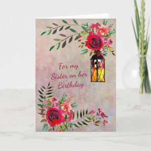 BIRTHDAY-KORT FÖR SISTER BLOMMIGT KORT